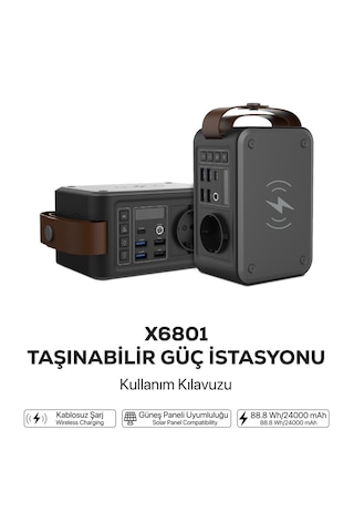 Xenon Smart 24000 Mah Ac Li Powerbank Type-c+10w Kablosuz X6801