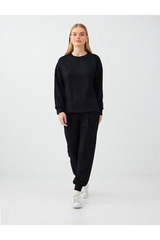 Jimmy Key Siyah Rahat Kesim Bisiklet Yaka Modal Sweatshirt 6ww238605900