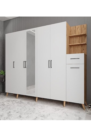 Açelya Portmanto Vestiyer Çam Beyaz  M7 270 cm