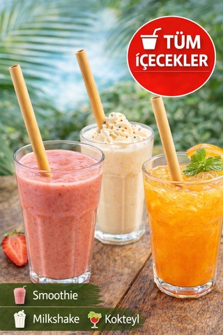 200 Adet Bambu Pipet 9mm X 20cm Kalın Smoothie Pipeti Doğal Çevre Dostu