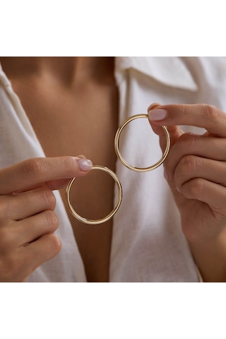 14k Altın Halka Küpe 2 Mm 4.3 Cm T14319 Renkli