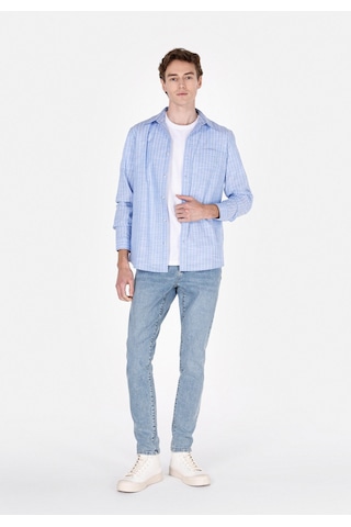 Colin's Colins Regular Fit Shirt Neck Çizgili Erkek Mavi Uzun Kol Gömlek Cl1073113 Q1.v1 Ble Mavi