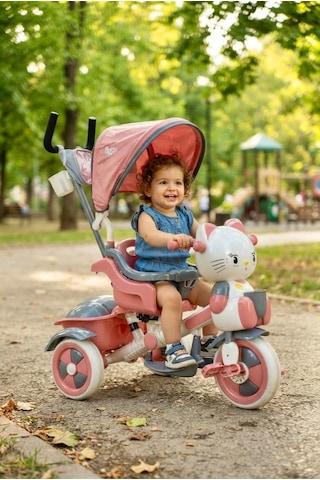 Baby Hope Katlanabilir Üç Tekerlekli Bisiklet Tenteli Ve Emniyet Kemerli Çocuk Bisikleti Pembe