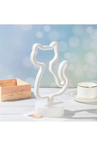 Neon Işıklı Kedi Tasarımlı Lamba Renk