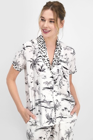 Pierre Cardin Leopard Krem Kadın Gömlek Pijama 5274-26703