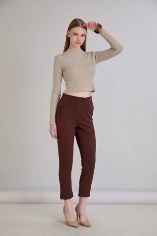 Sortie Collection Nervürlü Pantolon Kahverengi