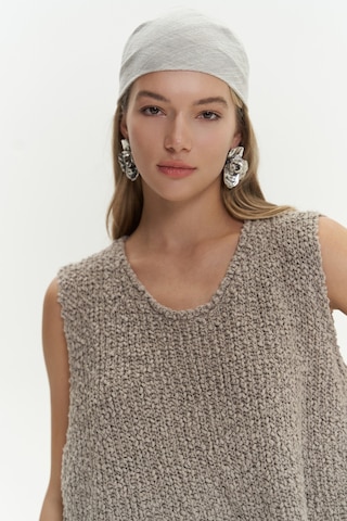 Mai Collection Mai Studios Co. Knitle Rahat Kalıp Triko Vizon Crop Vizon