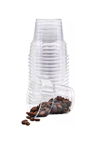 Lüx Kristal Sert Plastik Şeffaf Bardak 25'li 2 Paket 50 Adet Şeffaf