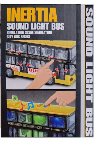 Sesli Oyuncak Okul Otobüs Işıklı Kırılmaz Çocuk Servis Çift Katlı Bus Oyun Otobüsü Diğer