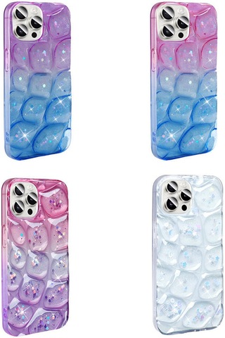 Apple Uyumlu iPhone 14 Pro Max Kılıf Simli 3d Desenli Zore Hacar Kapak Mor-mavi