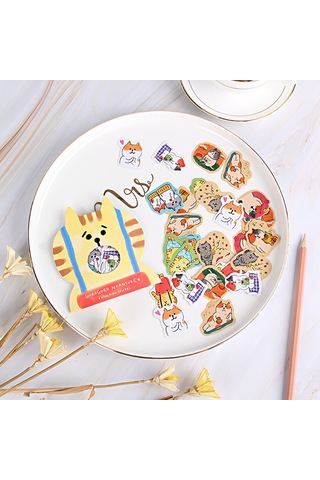 30 Küçük Çıkartma Kendin Yap El Sanatları Kedi Çok Renkli