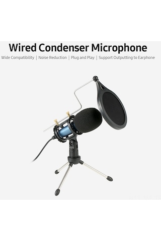 Didadodo Profesyonel Kondenser Mikrofon: Gürültü Azaltma, Kulaklık Çıkışı, Tripod Ve Pop Filtre Dahil - Çok Yönlü Kullanım, Küçük Boyutlu Tasarım