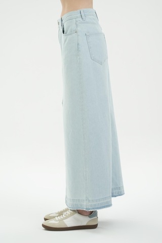 Açık Mavi Yırtmaç Detaylı Maxi Jean Etek C 4532-038 Açık Mavi