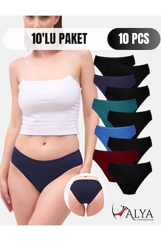Alya Underwear Kadın Pamuklu Hipster - Slip Külot 5 Farklı Renk 1 Pakette Multicolor-x20