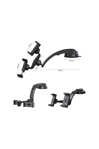 Wondernest Araba Dashboard Vantuzlu Çift Chuck Cep Telefonu Tutucu Standı Zpt1 Siyah