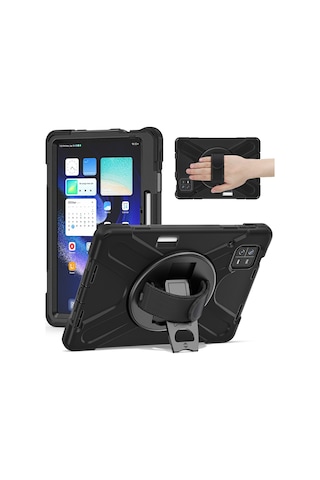 Xiaomi Uyumlu Pad 6 / Pad 6 Pro Pc + Silikon Tablet Kılıfı El Kayışı İle Dönebilen Kickstand Koruyucu Kapak