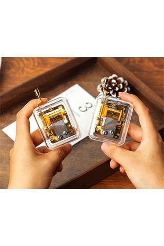 Ulzyvf El Yapımı Mekanik Müzik Kutusu - Şeffaf Akrilik Klasik Melodi Hediyelik Altın/gümüş Zenginliği Altın