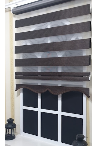 Zebra Stor Perde Kahvereng Efekli Etek Dilimli St 001