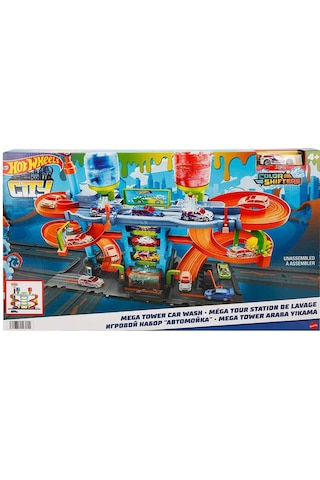 Hot Wheels Mega Araba Yıkama Kulesi: Döner Spiral Ve İki Su Tankıyla Gerçekçi Yıkama Deneyimi Hot Wheels
