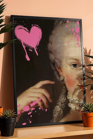 Marie Antoinette Çerçeveli Tablo Modern Dokunuşlu Klasik Sanat Kadınlara Özel Hediye Altered Art