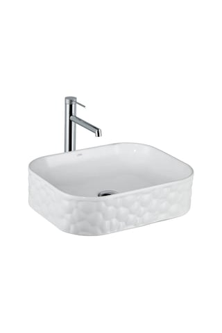 Lena - Tezgah Üstü Porselen Lavabo Parlak Beyaz - Ey-4709- Beyaz