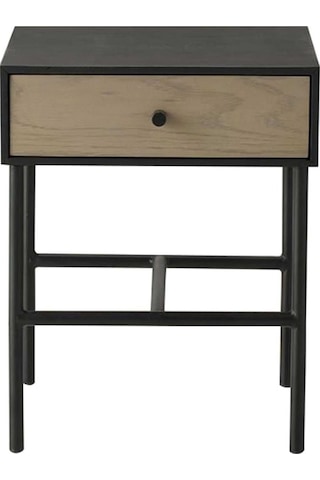 Tia Siyah Metal&ahşap Yan Sehpa - Kahverengi