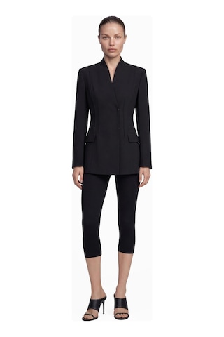 Nauvè V Yaka Gizli Düğmeli Ve Cepli Vücuda Oturan Blazer Ceket Siyah