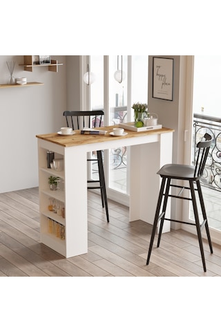 Yurudesign Style Bar Masası Mutfak Yemek Masası Atlantik Çam-Beya