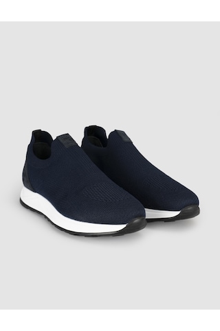 Cabani Erkek Lacivert Triko Hakiki Deri Yazlık Slip-on Ayakkabı