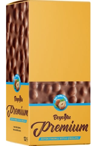 Beyoğlu Bütün Fındıklı Premium Çikolata 12 x 75 G