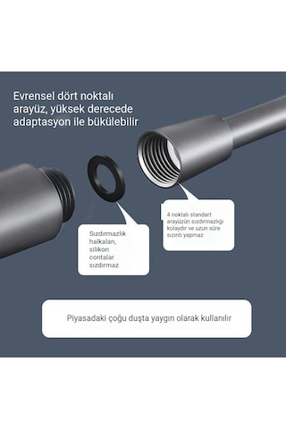 Siyah 150cm Modern Siyah Pvc Duş Hortumu, Esnek Ve Patlamaya Dayanıklı - Paslanmaz Banyo Hortumu-9094693066260 Siyah