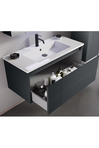 Orka Likya 80 Cm Mdf Antrasit Banyo Dolabı Takımı Ve Boy Dolabı Antrasit
