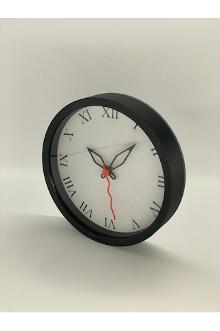 Roma Rakamlı Şık, Klasik Beyaz Ve Siyah Kasa Duvar Saati Siyah