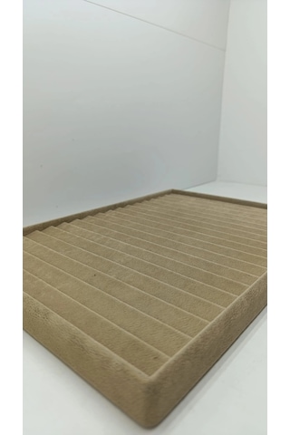 Madrid Model Süet Kumaş Sütlü Kahve Renk 34/24cm Kademeli Çekmece İçi Bileklik Tablası