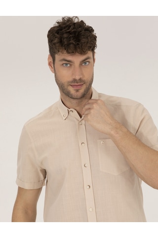 Pierre Cardin Erkek Bej Kısa Kollu Gömlek 50268184-vr011 Bej