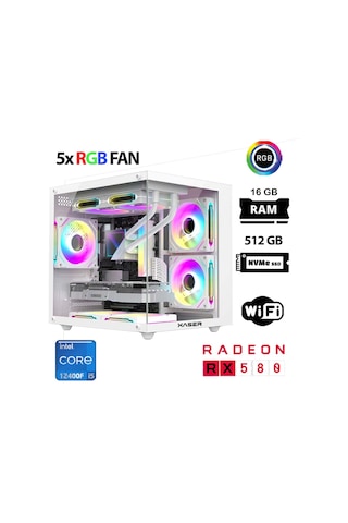 Xaser Cube X160 i5-12400F 16 GB 512 GB M.2 Nvme SSD 8 GB RX580 Free Dos Masaüstü Oyuncu Bilgisayarı