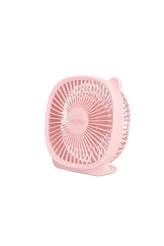 Hepu Hp-f03 Usb Şarjlı Sessiz Masaüstü Mini Fan 180 Ayarlanabilir Ayıcık Figürlü Tasarım, 3 Kademeli Pembe