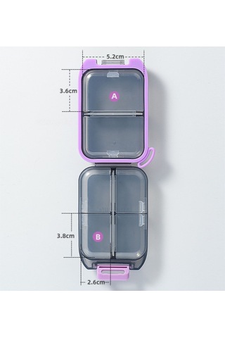 Yeiuyi7 Çift Katmanlı 6 Bölme Taşınabilir Şeffaf Hap Saklama Kutusu Gri
