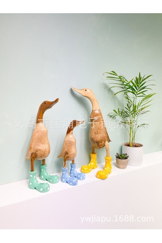 Vkemall Büyük Boy Mavi Benekli Çizme Desenli Reçine Ördek Masaüstü Dekorasyon Aksesuarı - Ev Dekoru Ve Hediye İçin Unik Dekoratif Figür