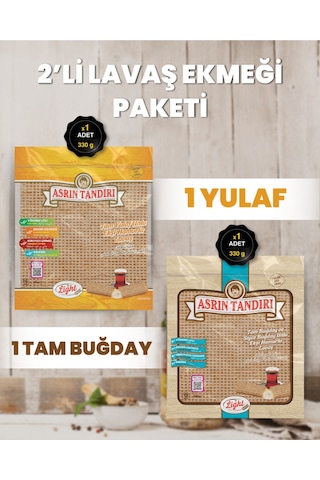 2'li Paket 1 Paket Ekşi Hamurlu Tam Buğday Lavaş Ekmeği - 1 Paket Ekşi Hamurlu Yulaf Lavaş Ekmeği