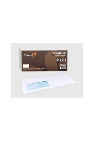 Zarfsan Diplomat Zarf Pencereli 10,5x24 90 Gram 1.hamur 100 Adet