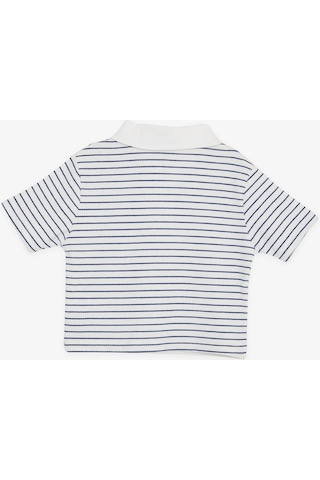 Breeze Kız Çocuk Crop Tişört Fermuarlı Çizgili 9-14 Yaş, Beyaz-beyaz Beyaz