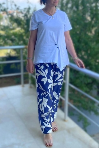Mia Butik Büyük Beden Bahar Takım Beyaz - Mor Beyaz-mor
