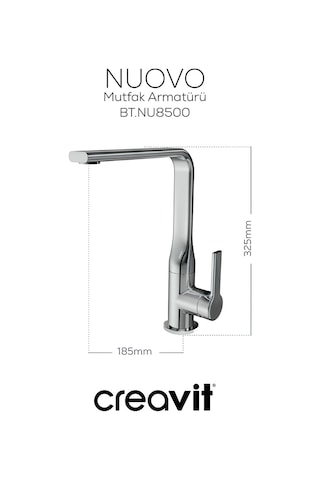 Creavit Nuovo Lavabo Banyo Eviye Bataryası 3'lü Set NU1600-NU2500-NU8500 Krom