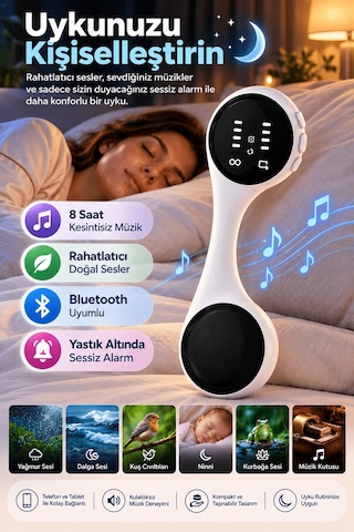 Bluetooth Uyumlu Yastık Altı Uyku Hoparlörü Sessiz Alarm Doğal Se