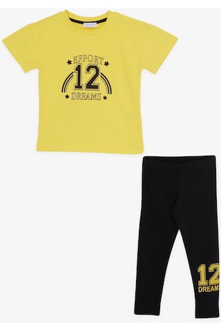 Breeze Kız Çocuk Taytlı Takım Rakam Baskılı 3-7 Yaş, Sarı-sarı Sarı