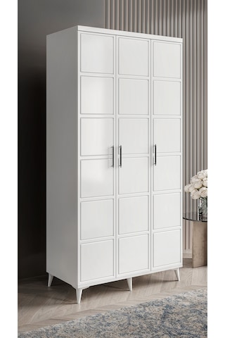 GuneyStore Milano 3 Kapaklı Komple Mdf Beyaz Gardırop