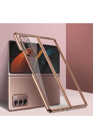Samsung Uyumlu Galaxy Z Fold 2 Kılıf Zore Kıpta Kapak Rose Gold