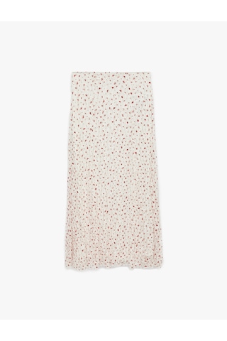 Koton Koton X Sibil Çetinkaya - Slim Fit Çiçekli Dantel Midi Etek Kırmızı Desenli 6sak10077uk