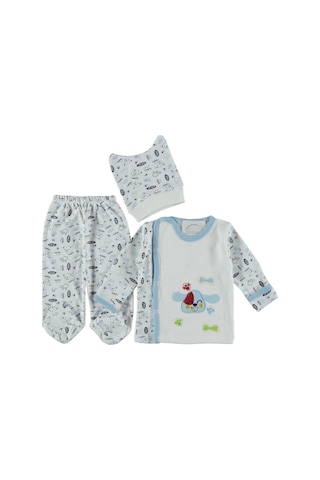 Furkanbaby Mavi 3 Lü Kendinden Eldivenli Takım Seti Mavi Furkanbaby Mavi 3 Lü Kendinden Eldivenli Takım Seti Mavi